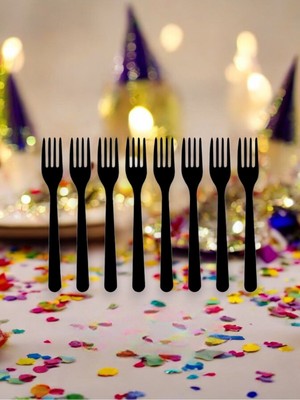 VibeHome 25 Adet Siyah Çatal - Doğum Günü Parti ve Eğlenceli Etkinlikler Için