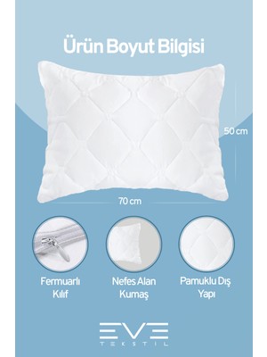 2 Adet Diamond Plus Serisi Kılıflı Fermuarlı Yıkanabilir Antialerjik Silikon Elyaf Yastık 50x70cm 800 gr