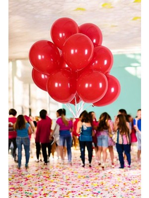 VibeHome 10'lu Kırmızı Metalik Renkte Balon - Doğum Günü Parti ve Eğlenceli Etkinlikler Için