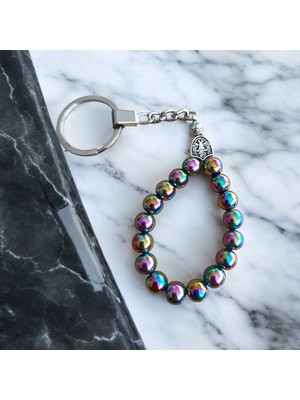 Mga Doğaltaş Renkli Hematit Taşı Tesbih Anahtarlık - Doğal Taş Anahtarlık - Tesbih Anahtarlık Sertifikalı  Doğal Taş Tesbih