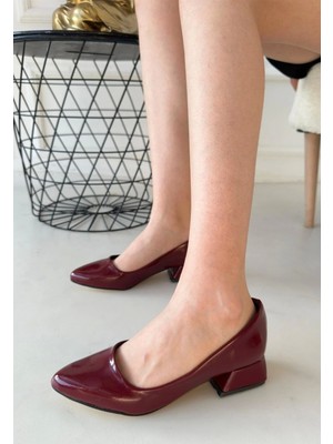 Kazax Desniy Bordo Rugan Topuklu Ayakkabı