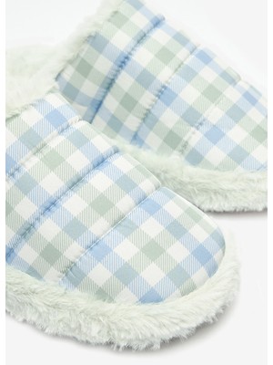 Penti Green Gingham Açık Gri Terlik