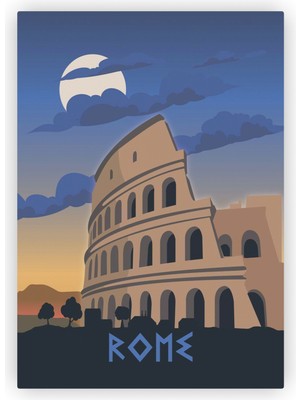 Zinbooz Rome Colosseum Roma Kolezyum Ahşap Poster 20 x 29  cm