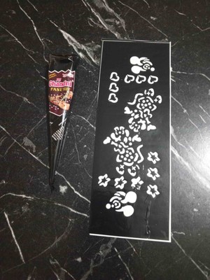 Al Chandhi Hint Kınası + Siyah Renk + 1 Adet Şablon