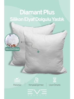 Eve Tekstil 4 Adet Diamant Plus Kare Kırlent Yıkanabilir Antialerjik Silikon Elyaf Yastık 40 x 40 cm  400 gr