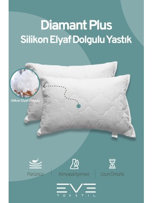 Eve Tekstil 4 Adet Diamant Plus Kılıflı Fermuarlı Yıkanabilir Antialerjik Silikon Elyaf YASTIK 50 x 70 cm  800 GR