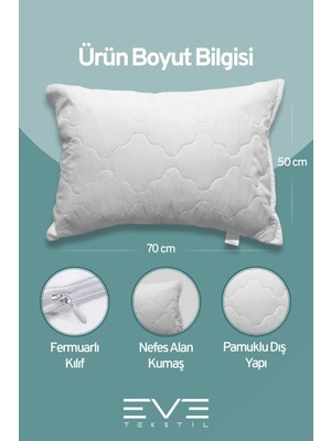 Eve Tekstil 4 Adet Diamant Plus Kılıflı Fermuarlı Yıkanabilir Antialerjik Silikon Elyaf YASTIK 50 x 70 cm  800 GR