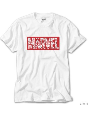 Z zepplin Marvel Logo Inside Beyaz Tişört