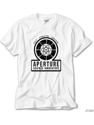 Z zepplin Portal 2 Aperture Beyaz Tişört