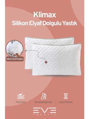 Eve Tekstil 10 Adet Klima x  Serisi Kılıflı Fermuarlı Klimali Antialerjik Silikon Elyaf Yastık 50 x 70 cm  900 gr