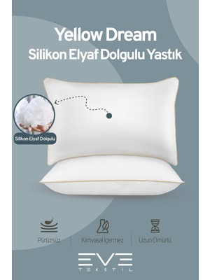 Eve Tekstil 8 Adet Yellow Dream Serisi Fermuarlı Antialerjik Silikon Elyaf Dolgulu Yastık 50 x 70 cm  1200GR