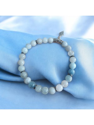 Mga Doğaltaş Akuamarin  Bileklik - Doğal Taş Bileklik - Erkek Bileklik - Kadın Bileklik - Hediyelik Ürünler