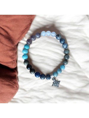 Kova Burcu Bileklik Lapis Lazulli Sodalit Turkuaz Ametist Ay Taşı Apatit Taşı Bileklik Doğal Taş Bileklik