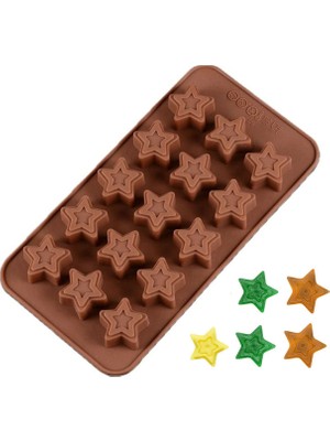 Tahtakale Toptancı Silikon Kalıp Çikolata ve Buz Desenli Yıldız Şeker Hamuru Kalıbı 15'li