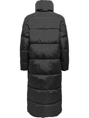 Only Nora X-Long Puffer Kadın Siyah Dik Yaka Mont