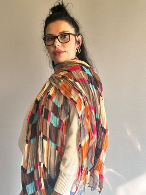 Gönülden Tasarım Ekose Renkli Yumuşak Kadın Fular Şal 180X75 cm