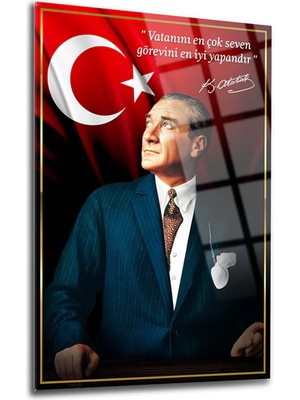 Taulart Atatürk 4mm Kırılmaz Temperli Yüksek Çözünürlüklü Cam Tablo