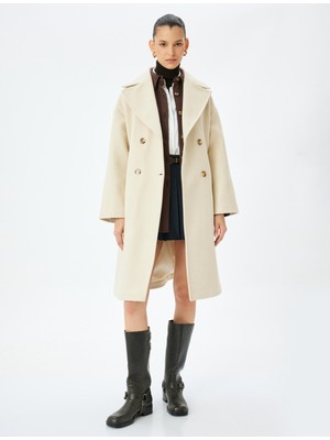 Koton Kruvaze Oversize Uzun Kaşe Kaban