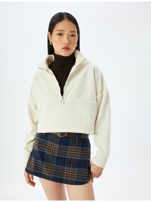 Koton Yarım Fermuarlı Uzun Kollu Oversize Sweatshirt