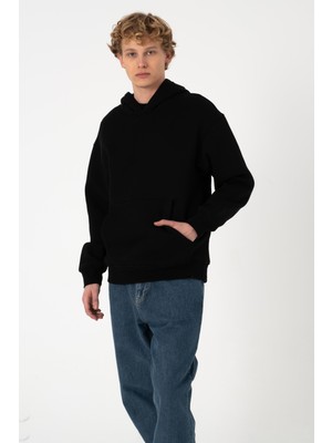 BLAYF Sw Kapüşonlu Siyah Şardonlu Sweatshirt