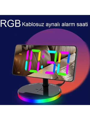 Xiaoba2 Oria Dijital Çalar Saat Kablosuz Şarj Istasyonu Saat Rgb Atmosfer Gece Lambası Ayna LED Çalar Saat Yeni