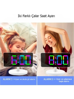 Xiaoba2 Oria Dijital Çalar Saat Kablosuz Şarj Istasyonu Saat Rgb Atmosfer Gece Lambası Ayna LED Çalar Saat Yeni