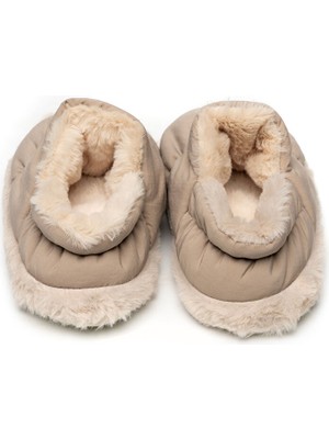 Peluche Beige Parachute Women Slipper Kadın Günlük Ev Pandufu Par-Kbj Krem