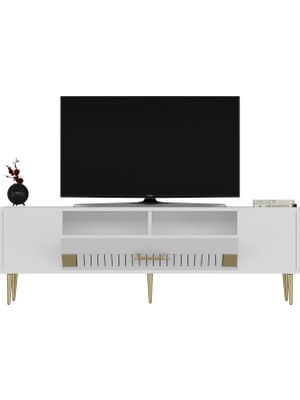 Demonte Decor DEKOLP4DD Tv Sehpası Beyaz-Altın