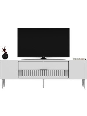 Demonte Decor DEKOLP4DD Tv Sehpası Beyaz-Gümüş