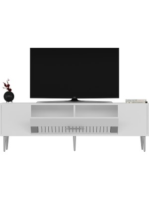 Demonte Decor DEKOLP4DD Tv Sehpası Beyaz-Gümüş