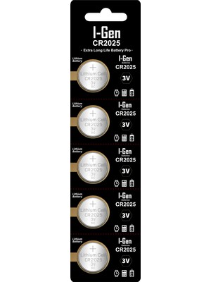 I-Gen Batteries I-Gen CR2025 Pil 5'li Paket  Lityum Düğme Pil 3V 2025
