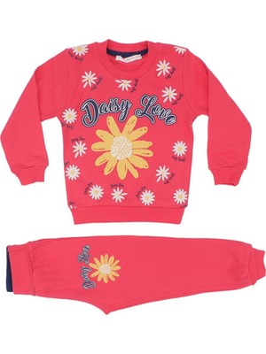 by BebekOdam Kız Çocuk Fuşya Daisy Love Papatya Baskılı 2'li Takım - 1014864