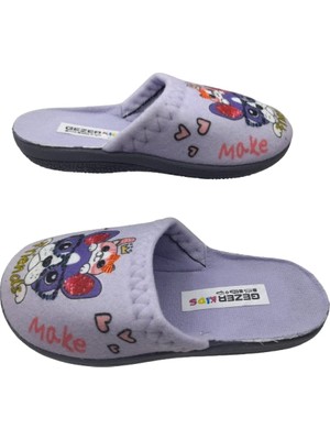 Gezer Kız Çocuk Lila Ultra Hafif Köpekçik Desenli Ev Içi Terlik GZRTR91741