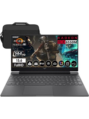 Hp Victus 15-FB2028NT Amd Ryzen 5 7535HS 40GB Ram 2tb SSD RX6550M 144Hz Freedos 15.6" Fullhd  Taşınabilir Bilgisayar A44MJEA & Cimete Çanta