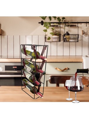 4 Lü  Modern Dekoratif Deri  Şarap Viski Şampanya Wine Rack Drink Içki Standı