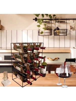 12 Li Metal Deri Viski Şarap Şampanya Içecek Standı Wine Rack Drink Standı