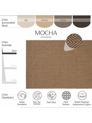 Cool Halı Mocha 671 Kahve Halı Kilim Mutfak Koridor Yolluk Jüt Hasır Görünüm Dokuma Makine Halı