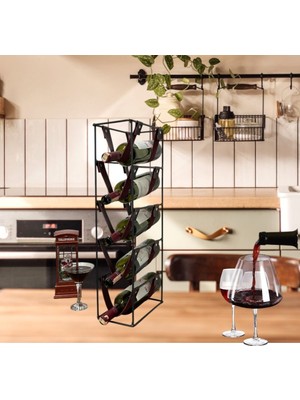 5 Li Modern Metal Deri Şarap Viski Şampanya Standı Dekoratif Wine Rack Drink Stand