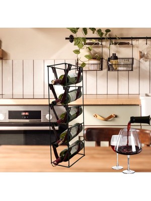 5 Li Modern Metal Deri Şarap Viski Şampanya Standı Dekoratif Wine Rack Drink Stand