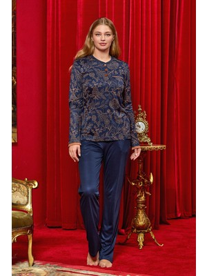 Aqua Desenli Uzun Kol Pijama Takım (Geniş Beden Aralığı) Cossybyaqua 25081 44