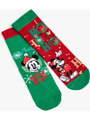 Koton Yılbaşı Temalı 2'li Minnie Mouse Çorap Lisanslı Baskılı