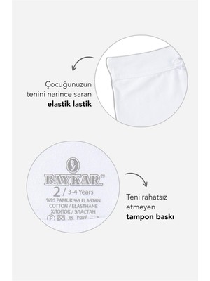 Kız Çocuk Pamuklu Likralı Düz Boxer Şort 3'lü Paket Beyaz