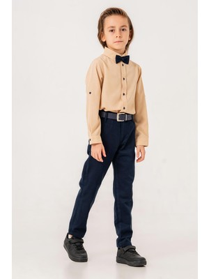Gold Class Kidswear Papyonlu Kemerli 4'lü Erkek Çocuk Gömlekli Takım