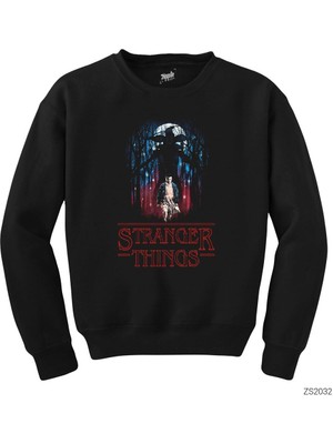 Wakha Stranger Things Demogorgan In The Forest Siyah Sweatshirt