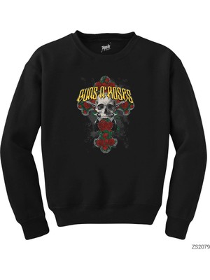 Wakha Guns N Roses Skull Siyah Sweatshirt