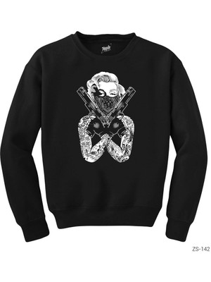 Wakha Marilyn Monroe Gangsta Siyah Sweatshirt