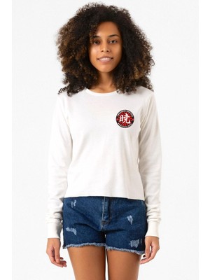 Tshirthane One Piece Anime Ninja Org. N.S Ekstra Uzunkol Sweatshirt Ekru