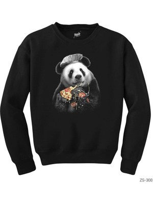 Wakha Panda Pizza Siyah Sweatshirt