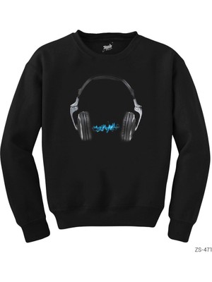 Wakha Music Is Life Siyah Sweatshirt