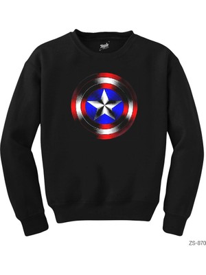 Wakha Captain America Shield 2 Siyah Sweatshirt